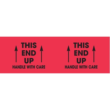 Decker Tape Products Label, DL3152, THIS END UP - HANDLE WITH CARE, 3" X 10" DL3152